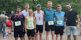 Campuslauf 2024 Team EWA Zu sehen ist ein Gruppenbild von einigen Mitarbeitenden des Lehrstuhls für Energiewandlung.